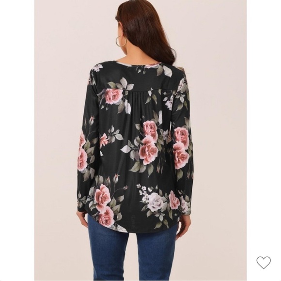 Black and Pink Floral Relaxed Blouse - Picture 7 of 9